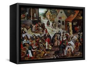 The Seven Works of Mercy-Pieter Brueghel the Younger-Framed Stretched Canvas