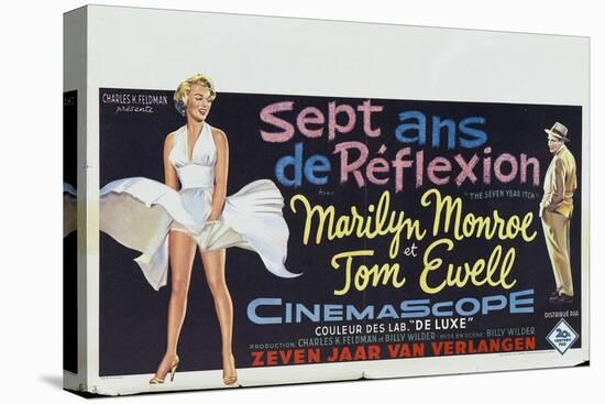 The Seven Year Itch, Belgian Movie Poster, 1955-null-Stretched Canvas