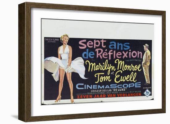 The Seven Year Itch, Belgian Movie Poster, 1955-null-Framed Art Print