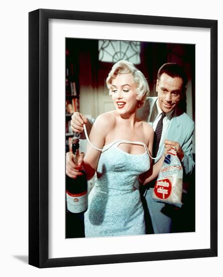 The Seven Year Itch by Billy Wilder with Marilyn Monroe and Tom Ewell, 1955-null-Framed Photo