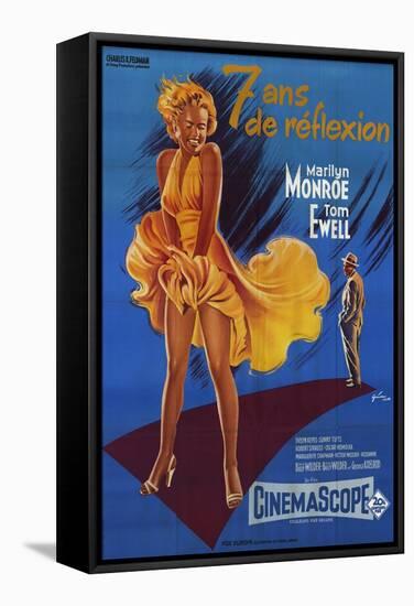 The Seven Year Itch, French Movie Poster, 1955-null-Framed Stretched Canvas