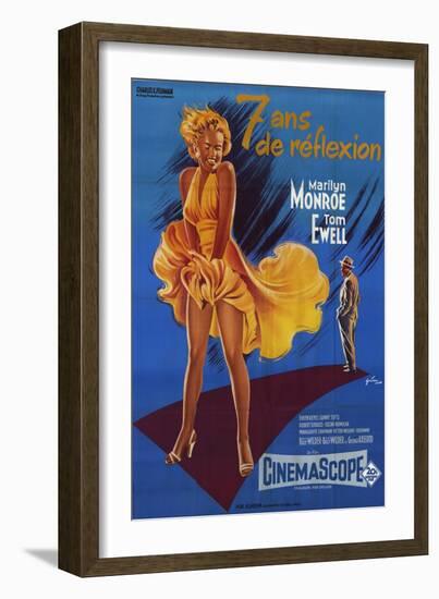 The Seven Year Itch, French Movie Poster, 1955-null-Framed Art Print