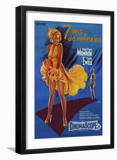 The Seven Year Itch, French Movie Poster, 1955-null-Framed Art Print