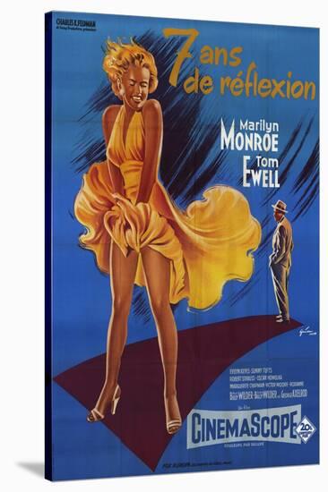 The Seven Year Itch, French Movie Poster, 1955-null-Stretched Canvas