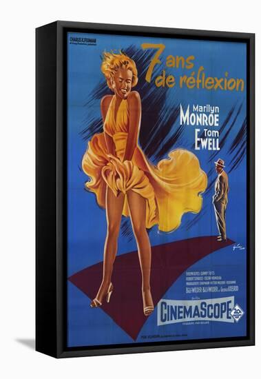 The Seven Year Itch, French Movie Poster, 1955-null-Framed Stretched Canvas