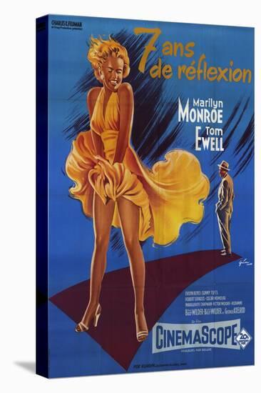 The Seven Year Itch, French Movie Poster, 1955-null-Stretched Canvas