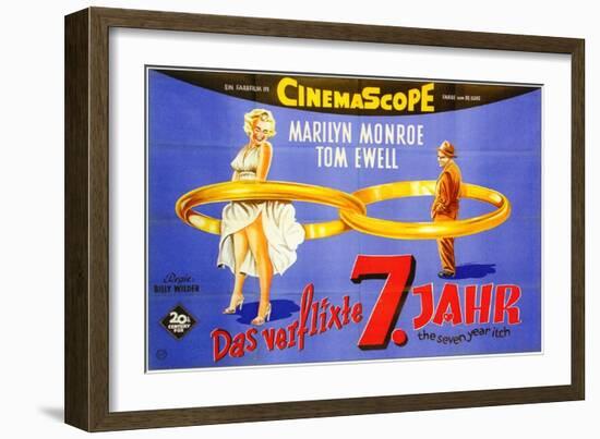 The Seven Year Itch, German Movie Poster, 1955-null-Framed Art Print