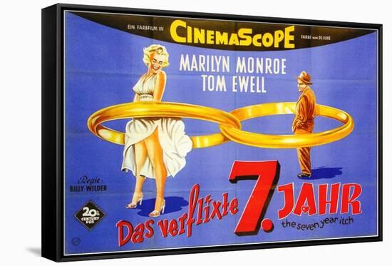 The Seven Year Itch, German Movie Poster, 1955-null-Framed Stretched Canvas