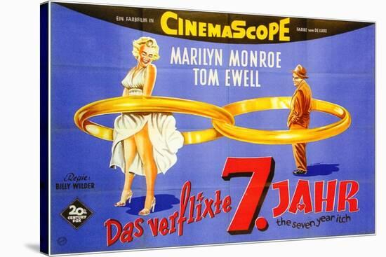 The Seven Year Itch, German Movie Poster, 1955-null-Stretched Canvas