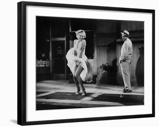 The Seven Year Itch, Marilyn Monroe, Tom Ewell, 1955-null-Framed Premium Photographic Print