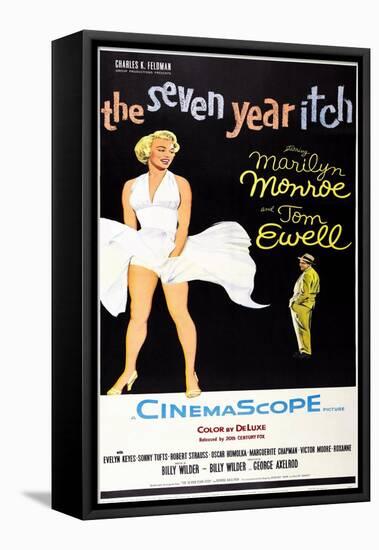 The Seven Year Itch, US Poster Art, Marilyn Monroe, Tom Ewell, 1955-null-Framed Stretched Canvas