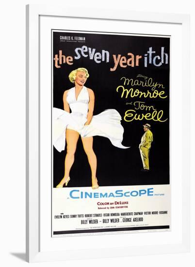 The Seven Year Itch, US Poster Art, Marilyn Monroe, Tom Ewell, 1955-null-Framed Art Print