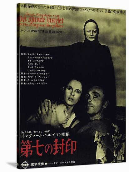 The Seventh Seal, Bengt Ekerot, Bibi Andersson, Nils Poppe on Japanese Poster Art, 1957-null-Stretched Canvas