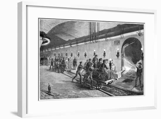 The Sewers of Paris - the Wagon Illustration by Jules Pelcoq-Stefano Bianchetti-Framed Giclee Print