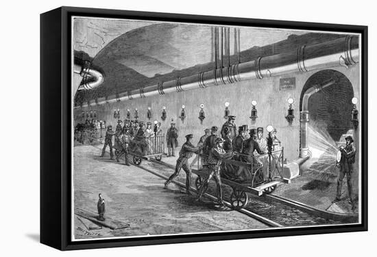 The Sewers of Paris - the Wagon Illustration by Jules Pelcoq-Stefano Bianchetti-Framed Stretched Canvas