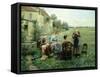 The Sewing Circle-Daniel Ridgway Knight-Framed Stretched Canvas