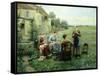 The Sewing Circle-Daniel Ridgway Knight-Framed Stretched Canvas