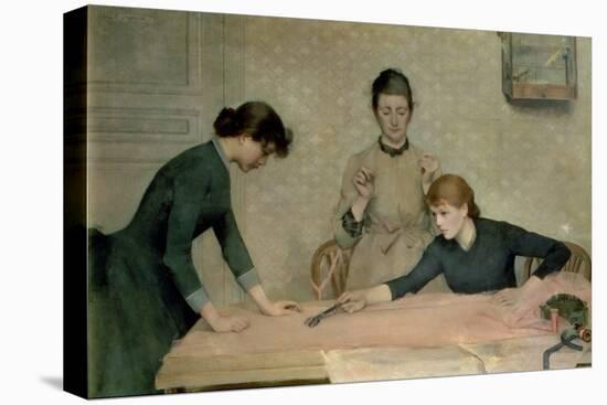 The Sewing Class-Carl Frederic Aagaard-Stretched Canvas