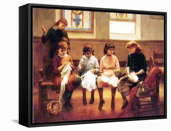 The Sewing Lesson-Constant Mayer-Framed Stretched Canvas