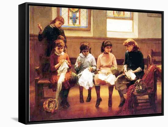 The Sewing Lesson-Constant Mayer-Framed Stretched Canvas