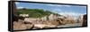 The Seychelles, La Digue, Beach, Rocks, Anse Marron, Panorama-Catharina Lux-Framed Stretched Canvas