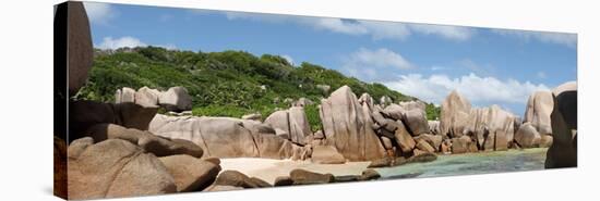 The Seychelles, La Digue, Beach, Rocks, Anse Marron, Panorama-Catharina Lux-Stretched Canvas