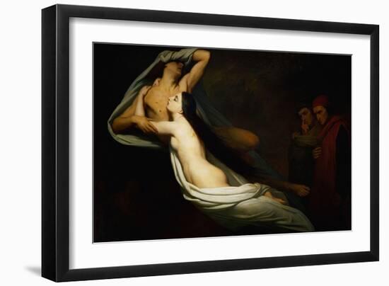 The shades of Francesca da Rimini and Paolo Malatesta appear to Dante and Virgil-Ary Scheffer-Framed Giclee Print