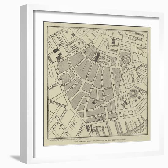 The Shading Shows the Portion of the City Destroyed-null-Framed Giclee Print