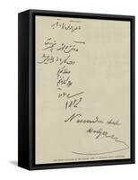 The Shah's Signature in the Visitors' Book at Haworth's Mills, Manchester-null-Framed Stretched Canvas