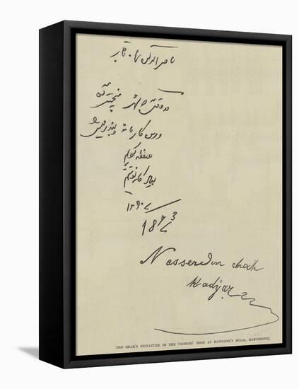 The Shah's Signature in the Visitors' Book at Haworth's Mills, Manchester-null-Framed Stretched Canvas