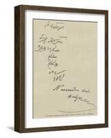 The Shah's Signature in the Visitors' Book at Haworth's Mills, Manchester-null-Framed Giclee Print