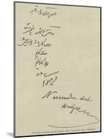 The Shah's Signature in the Visitors' Book at Haworth's Mills, Manchester-null-Mounted Giclee Print