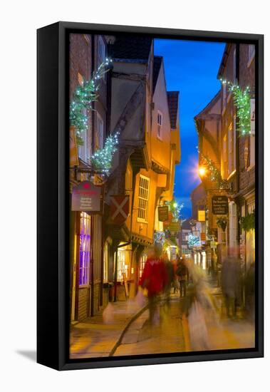 The Shambles at Christmas, York, Yorkshire, England, United Kingdom, Europe-Frank Fell-Framed Stretched Canvas