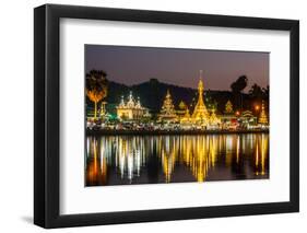 The Shan/Burmese Style Wat Chong Klang and Wat Chong Kham Temples Reflected in the Nong Jong Kham P-mazzzur-Framed Photographic Print