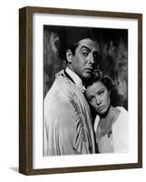 The Shanghai Gesture by Josef von Sternberg with Gene Tierney and Victor Mature, 1941 (b/w photo)-null-Framed Photo