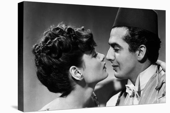 The Shanghai Gesture by Josef von Sternberg with Gene Tierney and Victor Mature, 1941 (b/w photo)-null-Stretched Canvas