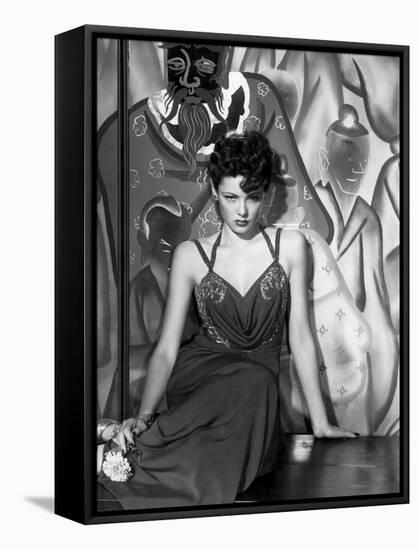 The Shanghai Gesture, Gene Tierney Wearing a Costume Designed by Oleg Cassini, 1941-null-Framed Stretched Canvas