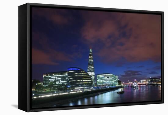 The Shard and South Bank at Dusk.-Jon Hicks-Framed Stretched Canvas