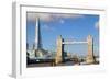 The Shard and Tower Bridge at Night, London, England, United Kingdom, Europe-Miles Ertman-Framed Photographic Print