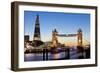 The Shard and Tower Bridge at Night, London, England, United Kingdom, Europe-Miles Ertman-Framed Photographic Print