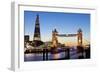 The Shard and Tower Bridge at Night, London, England, United Kingdom, Europe-Miles Ertman-Framed Photographic Print