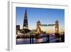 The Shard and Tower Bridge at Night, London, England, United Kingdom, Europe-Miles Ertman-Framed Photographic Print