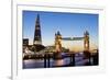 The Shard and Tower Bridge at Night, London, England, United Kingdom, Europe-Miles Ertman-Framed Photographic Print