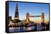 The Shard and Tower Bridge at Night, London, England, United Kingdom, Europe-Miles Ertman-Framed Stretched Canvas