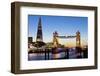 The Shard and Tower Bridge at Night, London, England, United Kingdom, Europe-Miles Ertman-Framed Photographic Print