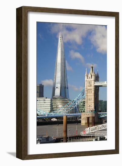 The Shard and Tower Bridge, London, England, United Kingdom, Europe-Miles Ertman-Framed Photographic Print