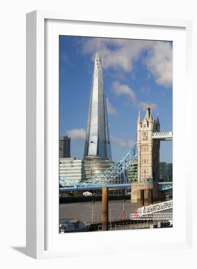 The Shard and Tower Bridge, London, England, United Kingdom, Europe-Miles Ertman-Framed Photographic Print