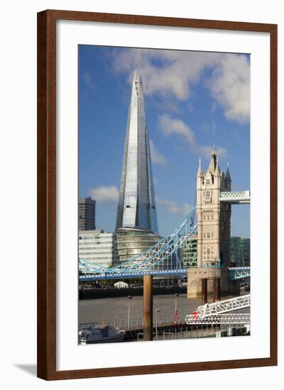 The Shard and Tower Bridge, London, England, United Kingdom, Europe-Miles Ertman-Framed Photographic Print