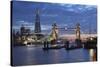 The Shard and Tower Bridge on the River Thames at Night, London, England, United Kingdom, Europe-Stuart Black-Stretched Canvas
