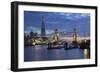 The Shard and Tower Bridge on the River Thames at Night, London, England, United Kingdom, Europe-Stuart Black-Framed Photographic Print